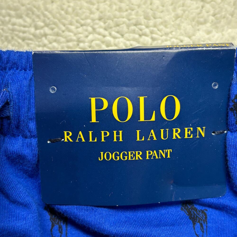 Polo Ralph Lauren Jogger Mens XL Blue Allover Pony Logo Pajama Pants Cotton NEW - Picture 3 of 10